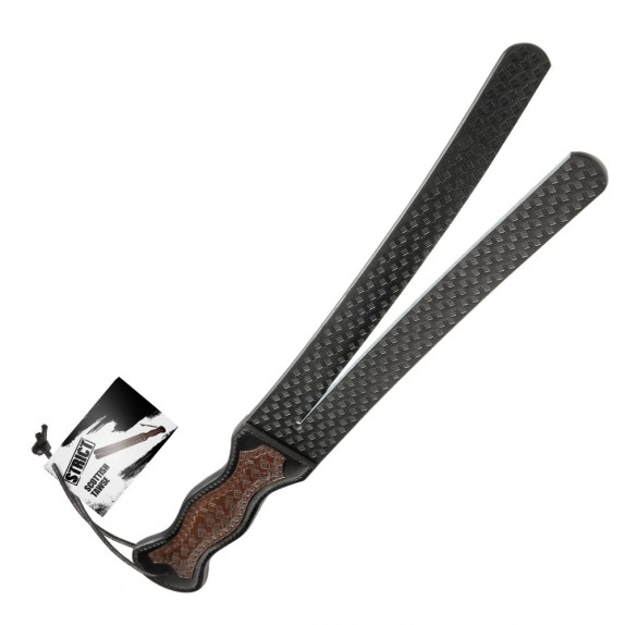 FRUSTA PIATTA A DOPPIA CODA IN PELLE VEGANA 45 CM CON TEXTURE E INSERTI SCOTTISH TAWSE