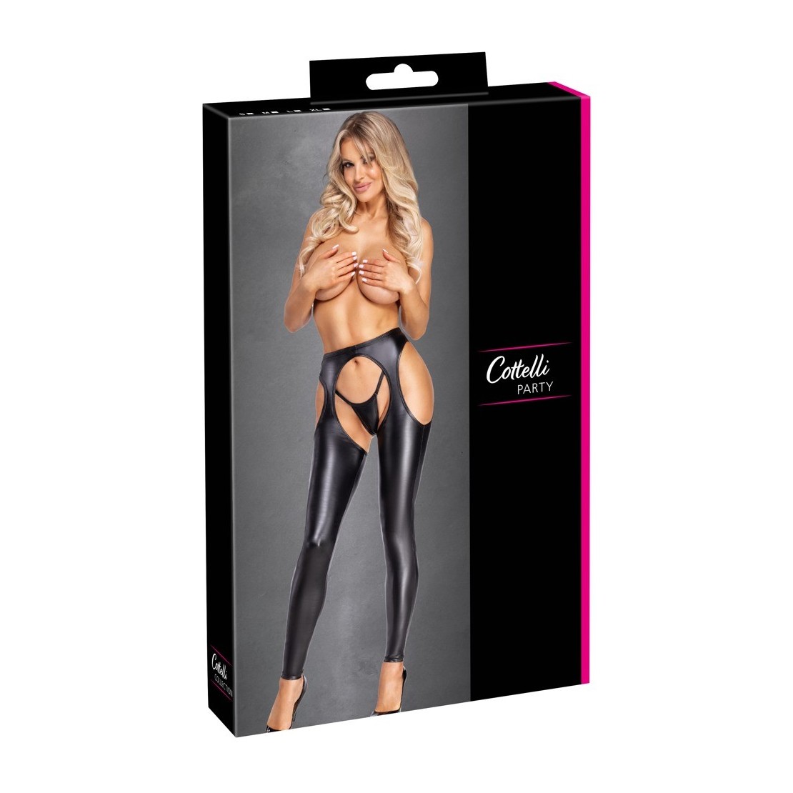 COLLANT APERTI IN SPANDEX NERO LUCIDO CON...