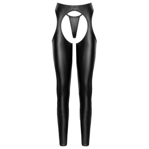 COLLANT APERTI IN SPANDEX NERO LUCIDO CON PERIZOMA A FILETTO