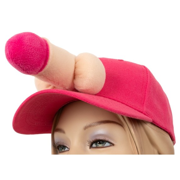 CAPPELLINO CON FRONTINO RIGIDO FUCSIA E CON PENE IN PELUCHES GADGET SCHERZOSO