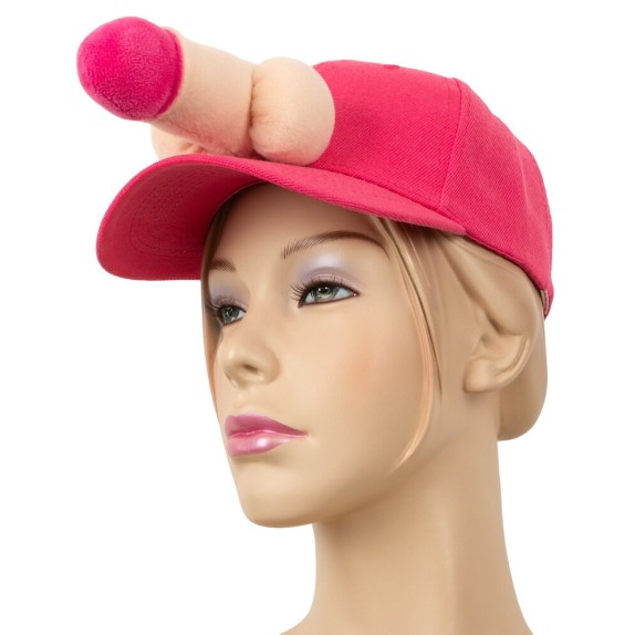 CAPPELLINO CON FRONTINO RIGIDO FUCSIA E CON PENE IN PELUCHES GADGET SCHERZOSO