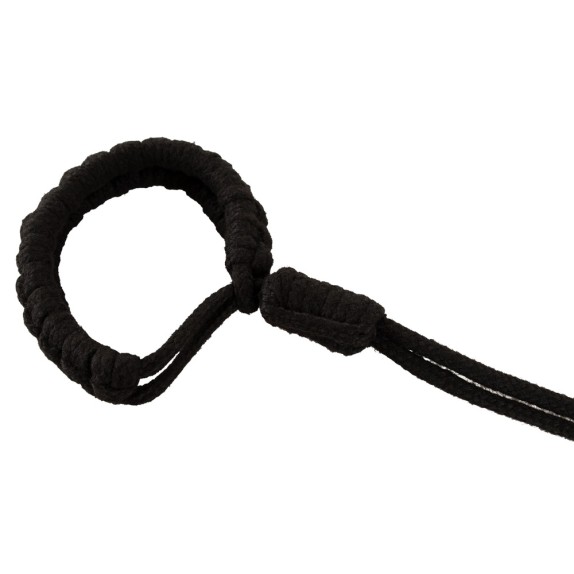 MANETTE IN CORDA NERA IN STILE SHIBARI REGOLABILI E COLLEGATE TRA LORO IN COTONE