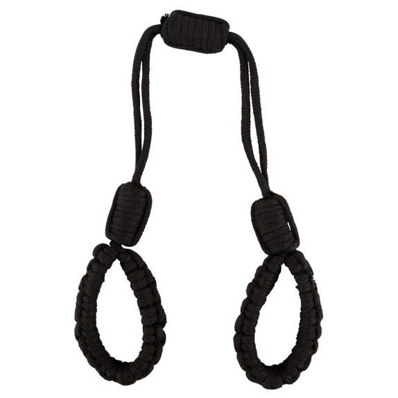 MANETTE IN CORDA NERA IN STILE SHIBARI REGOLABILI E COLLEGATE TRA LORO IN COTONE
