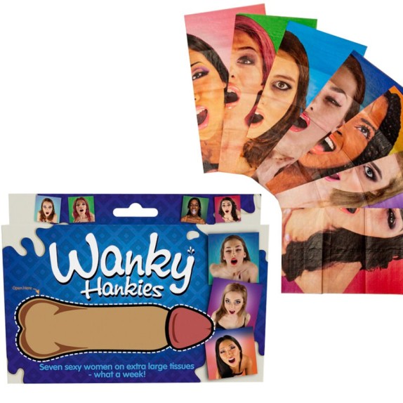 PACCHETTO DA 7 FAZZOLETTI EXTRA LARGE CON FACCE DI DONNE WANKY HANKIES
