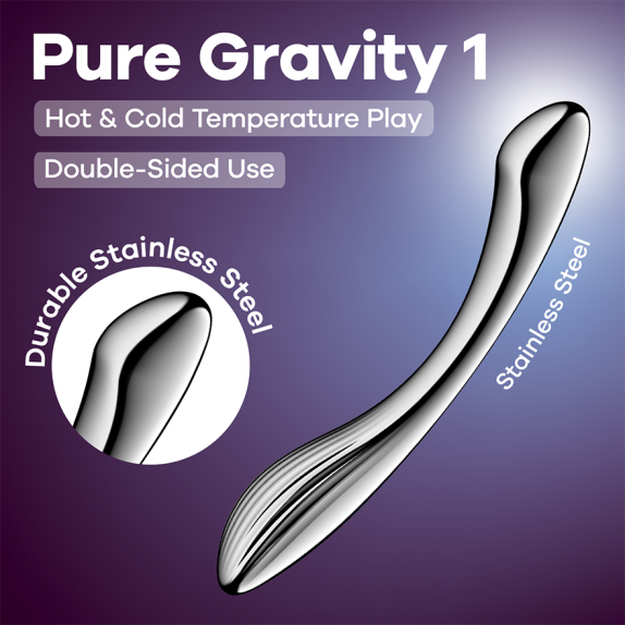 DILDO DOPPIO IN ACCIAIO INOX SUPER IGIENICO PER GIOCHI DI TEMPERATURA PURE GRAVITY 1 SATISFYER