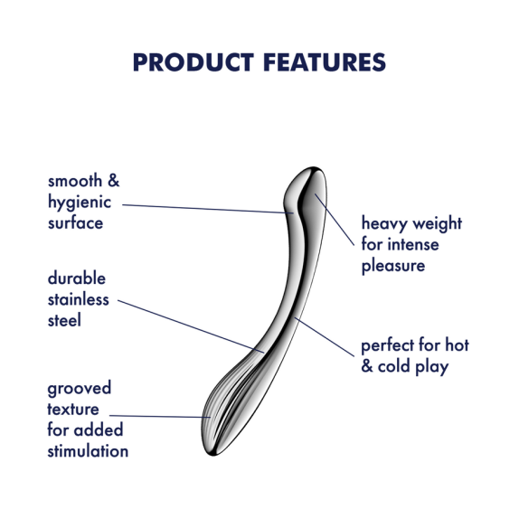 DILDO DOPPIO IN ACCIAIO INOX SUPER IGIENICO PER GIOCHI DI TEMPERATURA PURE GRAVITY 1 SATISFYER