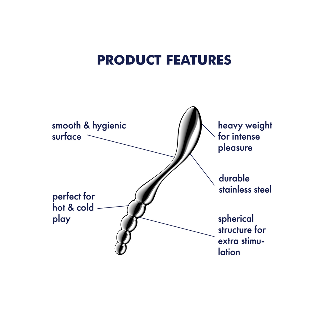 DILDO DOPPIO IN ACCIAIO INOX CON PALLINE & PER...