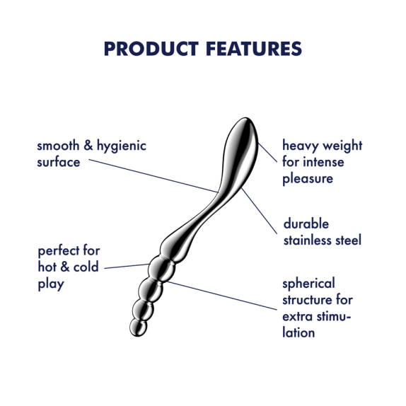DILDO DOPPIO IN ACCIAIO INOX CON PALLINE & PER GIOCHI DI TEMPERATURA STAR FORCE 1 SATISFYER