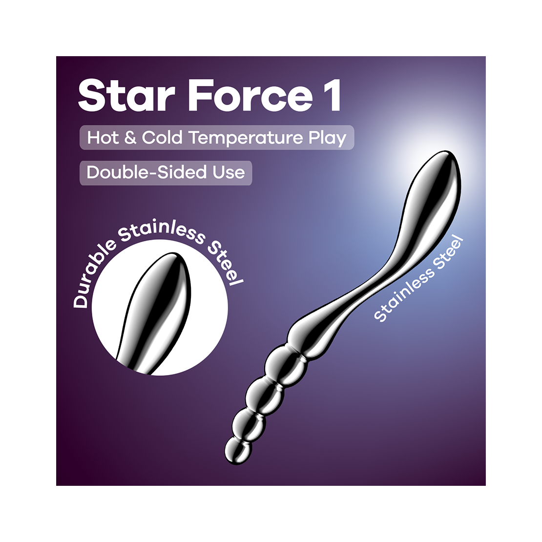 DILDO DOPPIO IN ACCIAIO INOX CON PALLINE & PER...
