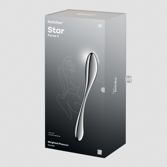 DILDO DOPPIO XXL IN ACCIAIO INOX LISCIO ANCHE PER TEMPERATURE PLAY STAR FORCE 3 SATISFYER