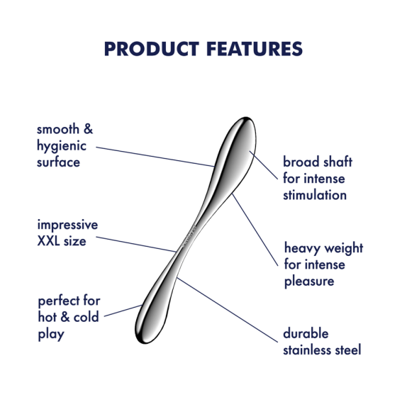 DILDO DOPPIO XXL IN ACCIAIO INOX LISCIO ANCHE PER TEMPERATURE PLAY STAR FORCE 3 SATISFYER