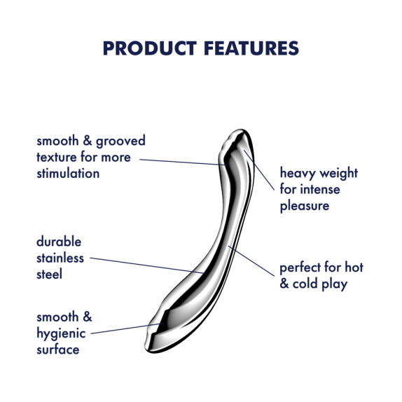 DILDO DOPPIO IN ACCIAIO INOSSIDABILE PER GIOCHI CALDO/FREDDO PURE GRAVITY 2 SATISFYER