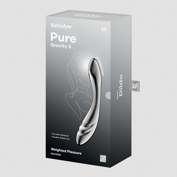 DILDO DOPPIO IN ACCIAIO INOX CON RILIEVI PER GIOCHI DI TEMPERATURA PURE GRAVITY 3 SATISFYER