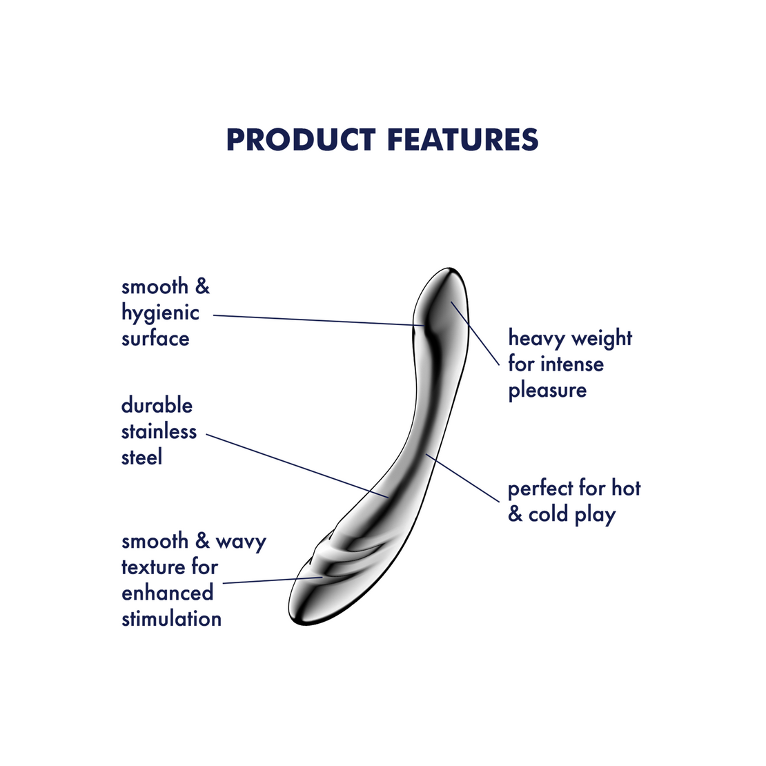 DILDO DOPPIO IN ACCIAIO INOX CON RILIEVI PER...