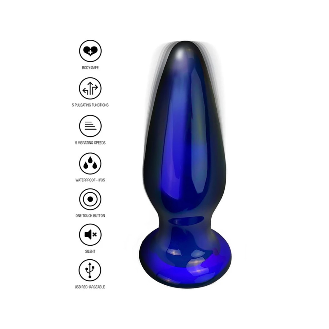 PLUG ANALE IN VETRO VIBRANTE RICARICABILE THE...
