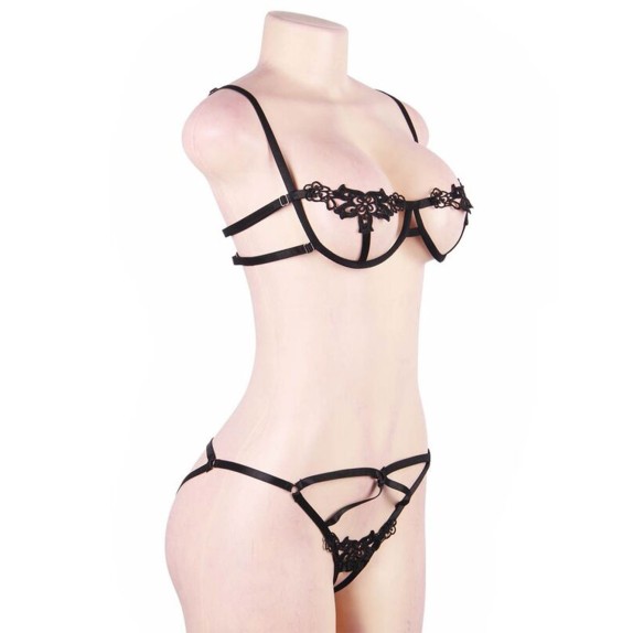 COMPLETO INTIMO SEXY PER DONNA SET 2 PEZZI REGGISENO E MUTANDINA APERTA