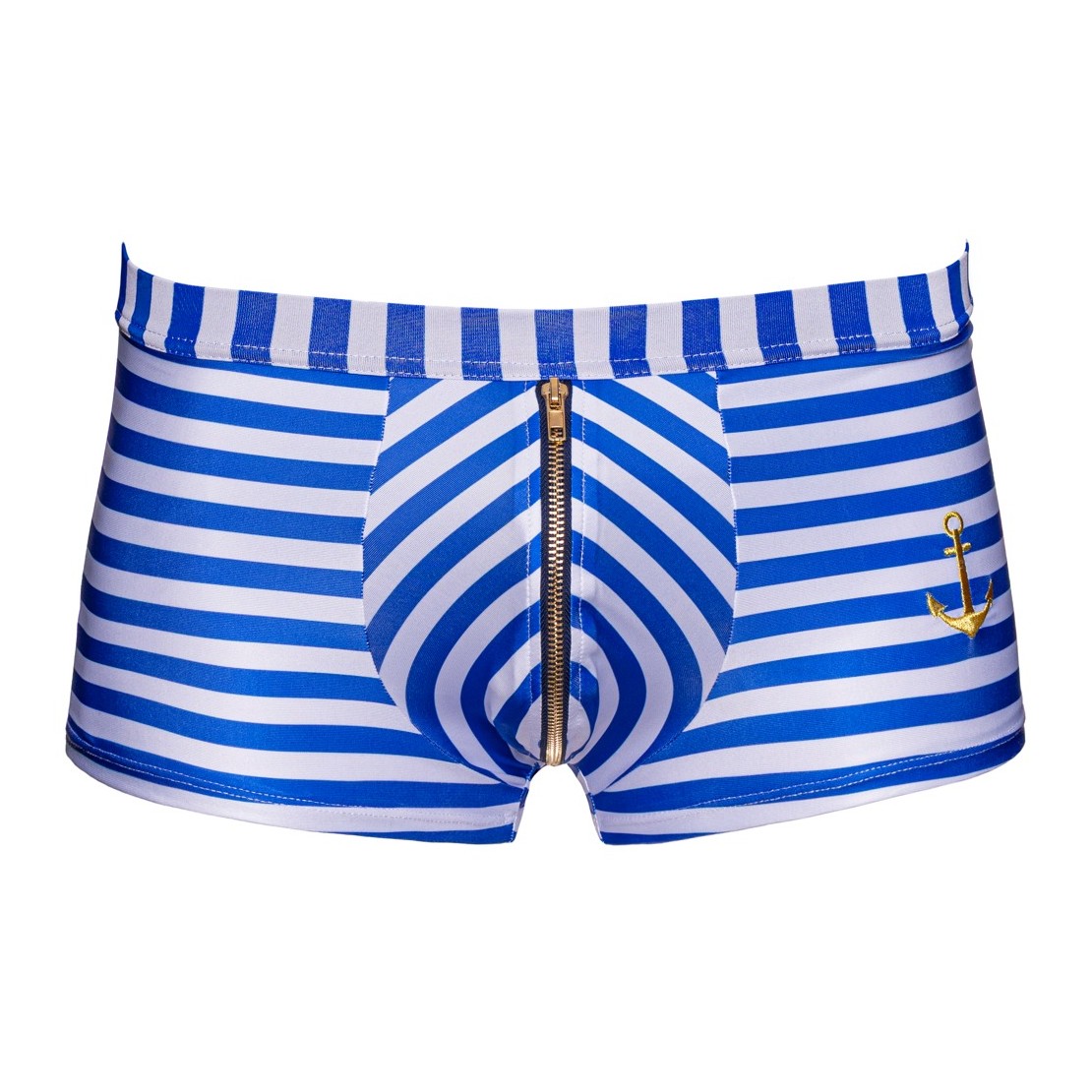 BOXER A RIGHE CON CERNIERA APRIBILE E POLSINI...