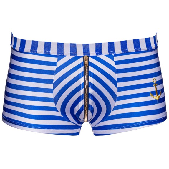 BOXER A RIGHE CON CERNIERA APRIBILE E POLSINI BIANCHI COSTUME DA MARINAIO SEXY
