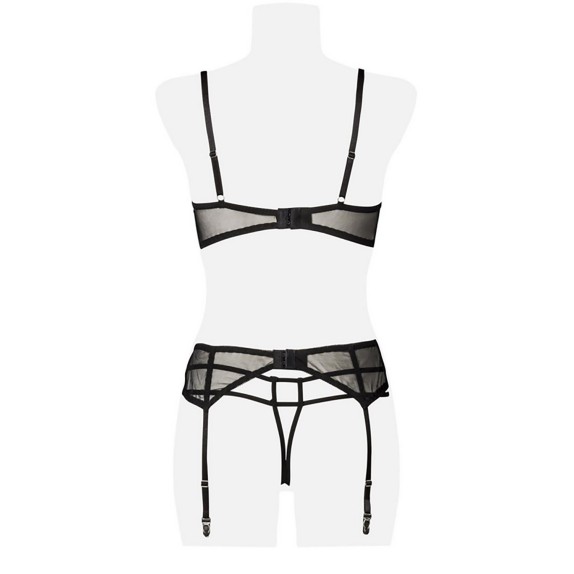SET 5 PEZZI COMPLETO INTIMO SEXY PER DONNA IN PIZZO CON GUANTI E COPRICAPEZZOLI