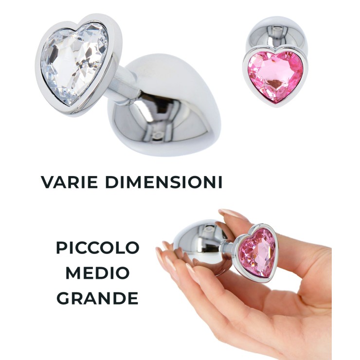 PLUG ANALE IN METALLO CON GIOIELLO A FORMA DI CUORE ROSA...