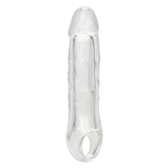 GUAINA PROLUNGA TRASPARENTE PER UOMO 21 CM CON ANELLO PER TESTICOLI PERFORMANCE MAXX