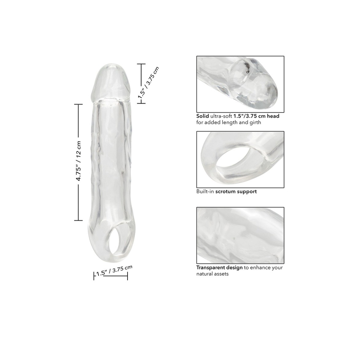 GUAINA PROLUNGA TRASPARENTE PER UOMO 21 CM CON...