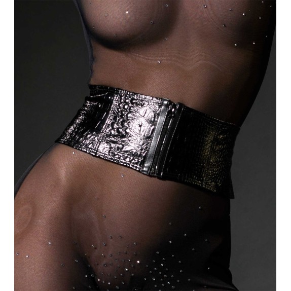 CINTURA ACCESSORIO SEXY PER DONNA CON TRAMA ANIMALIER COCCODRILLO NERA CATANZARO