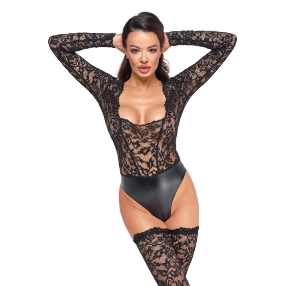copy of BODY SEXY PER DONNA MANICA LUNGA CON EFFETTO SLIP IN SPANDEX E CERNIERA NOIR