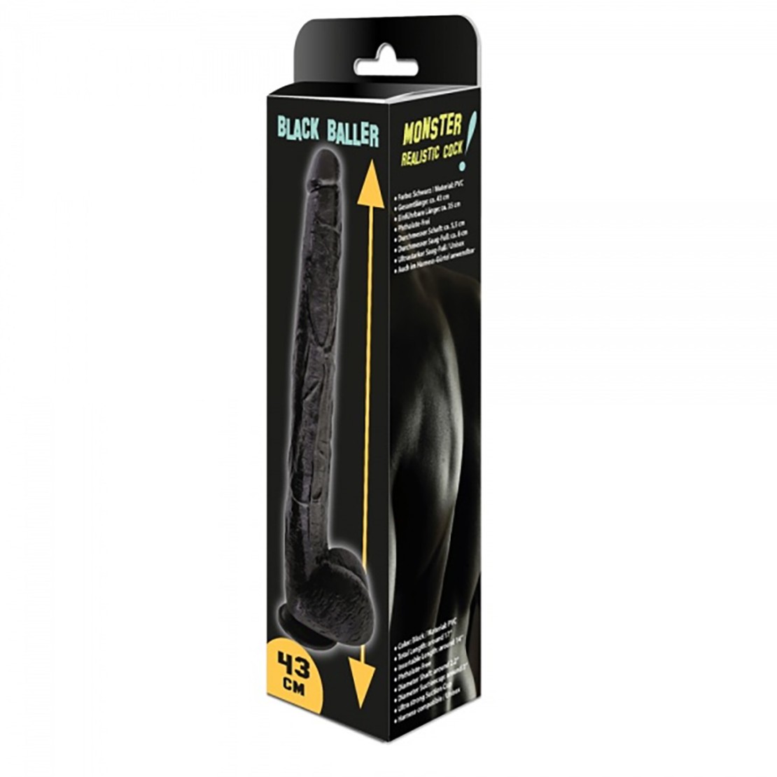 DILDO REALE  LUNGO E GROSSO NERO CON VENTOSA 43...