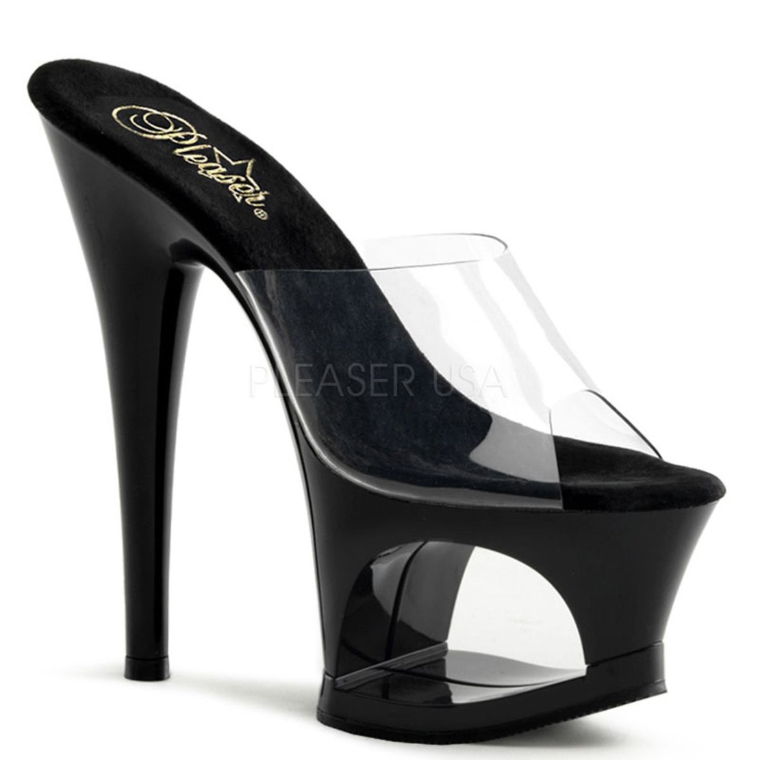 SANDALI SEXY CON PLATEAU FORATO E DESIGN NERO...