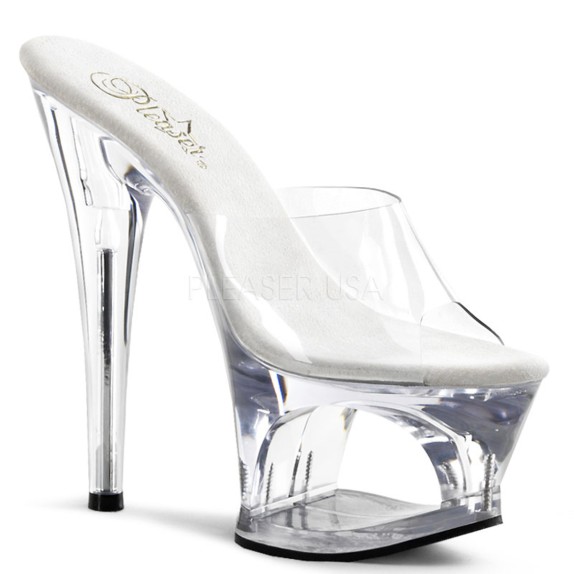 SANDALI SEXY CON PLATEAU FORATO E DESIGN TRASPARENTE TACCO 17-18 CM