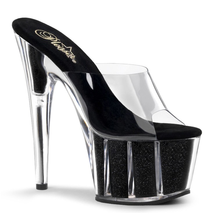 SANDALI SEXY CON PLATEAU NER CON GLITTER E TOMAIA...