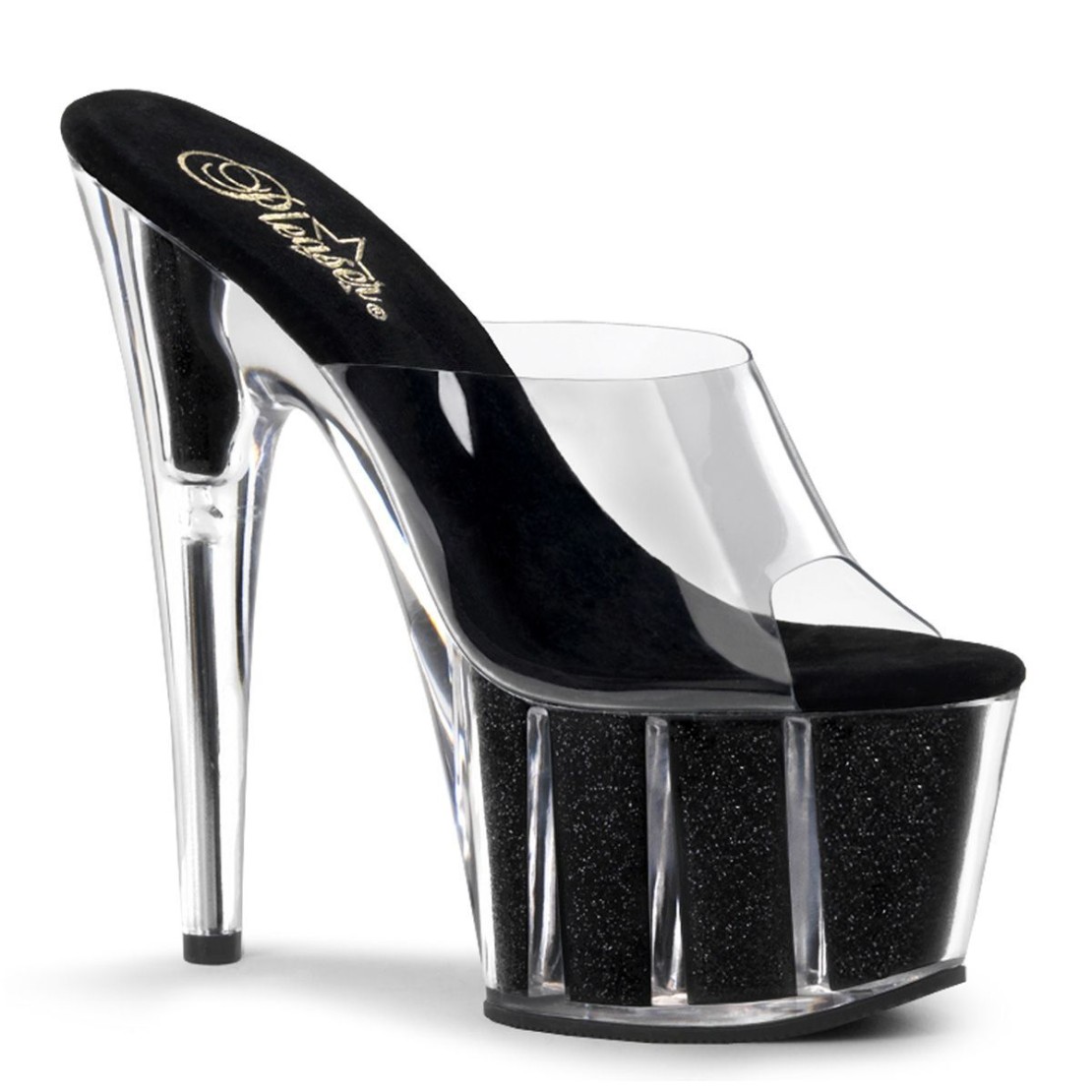 SANDALI SEXY CON PLATEAU NER CON GLITTER E...