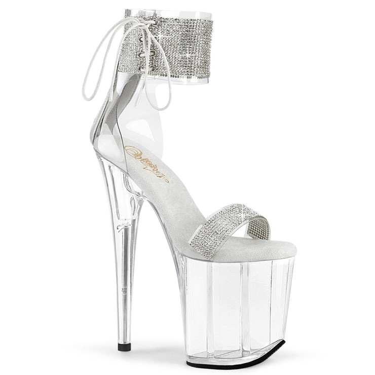 SANDALI SEXY CON CINTURINO E LACCI CON STRASS PLEASER...