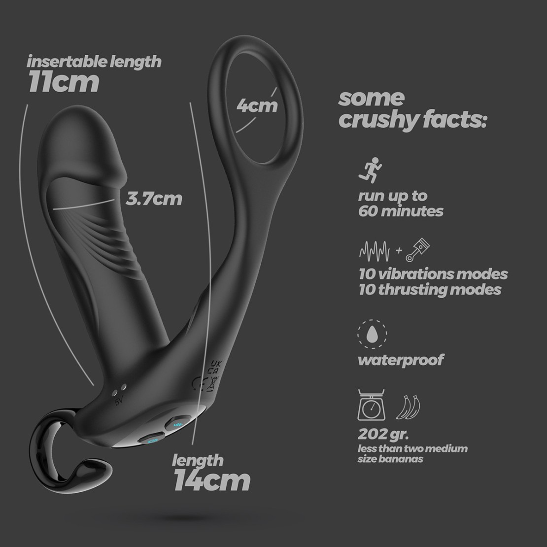 MASSAGGIATORE PROSTATICO WIRELESS CON ANELLO E...