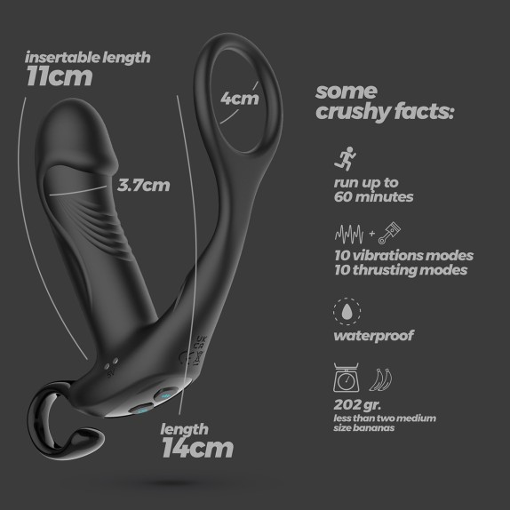 MASSAGGIATORE PROSTATICO WIRELESS CON ANELLO E MOVIMENTO SU E GIÙ