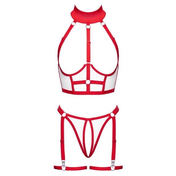 COSTUME INFERMIERA 2 PEZZI STILE HARNESS CON SENO E PERIZOMA APERTI COTTELLI