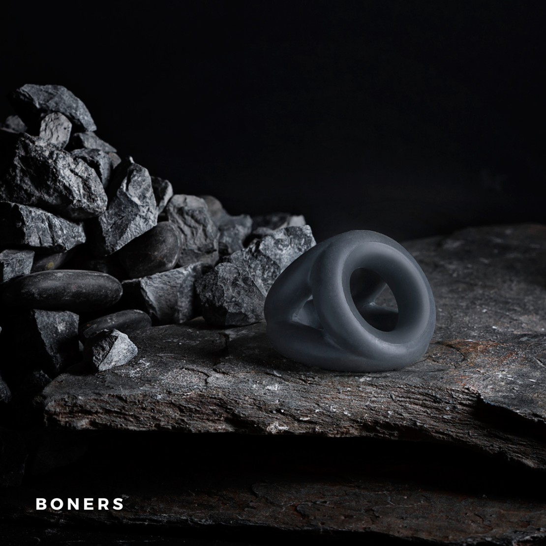 ANELLO TRIPLO IN SILICONE NERO MORBIDO PER...