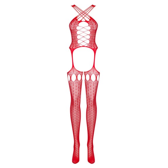 TUTA CATSUIT SEXY PER DONNA APERTA EFFETTO REGGICALZE G313 OBSESSIVE
