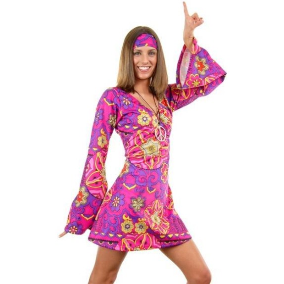 COSTUME TRAVESTIMENTO RAGAZZA HIPPIE              