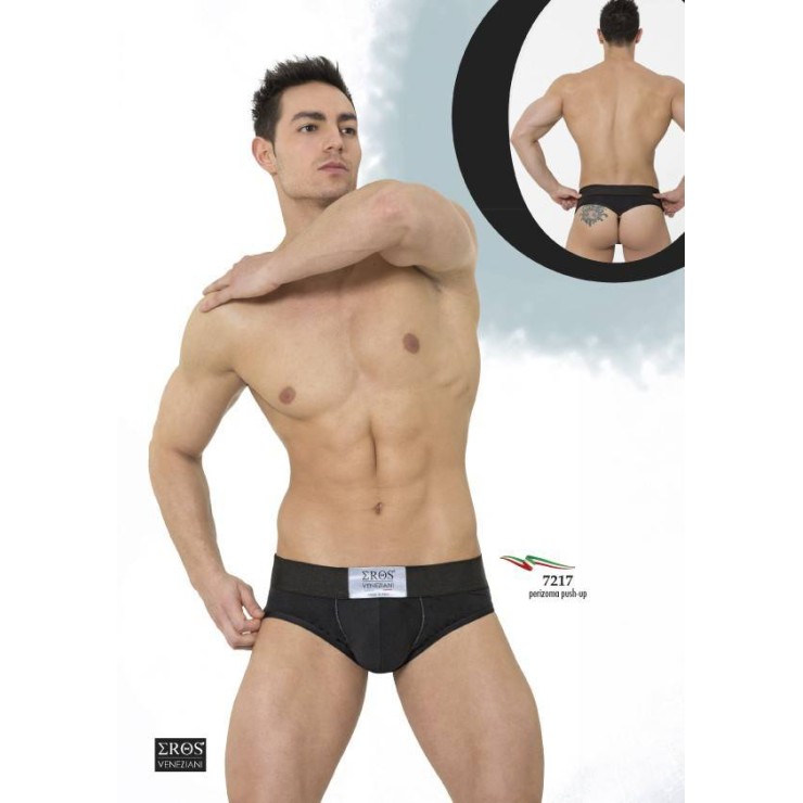 BRASIALIANA INTIMO PER UOMO NERA ELASTICIZZATA EROS VENEZIANI 
