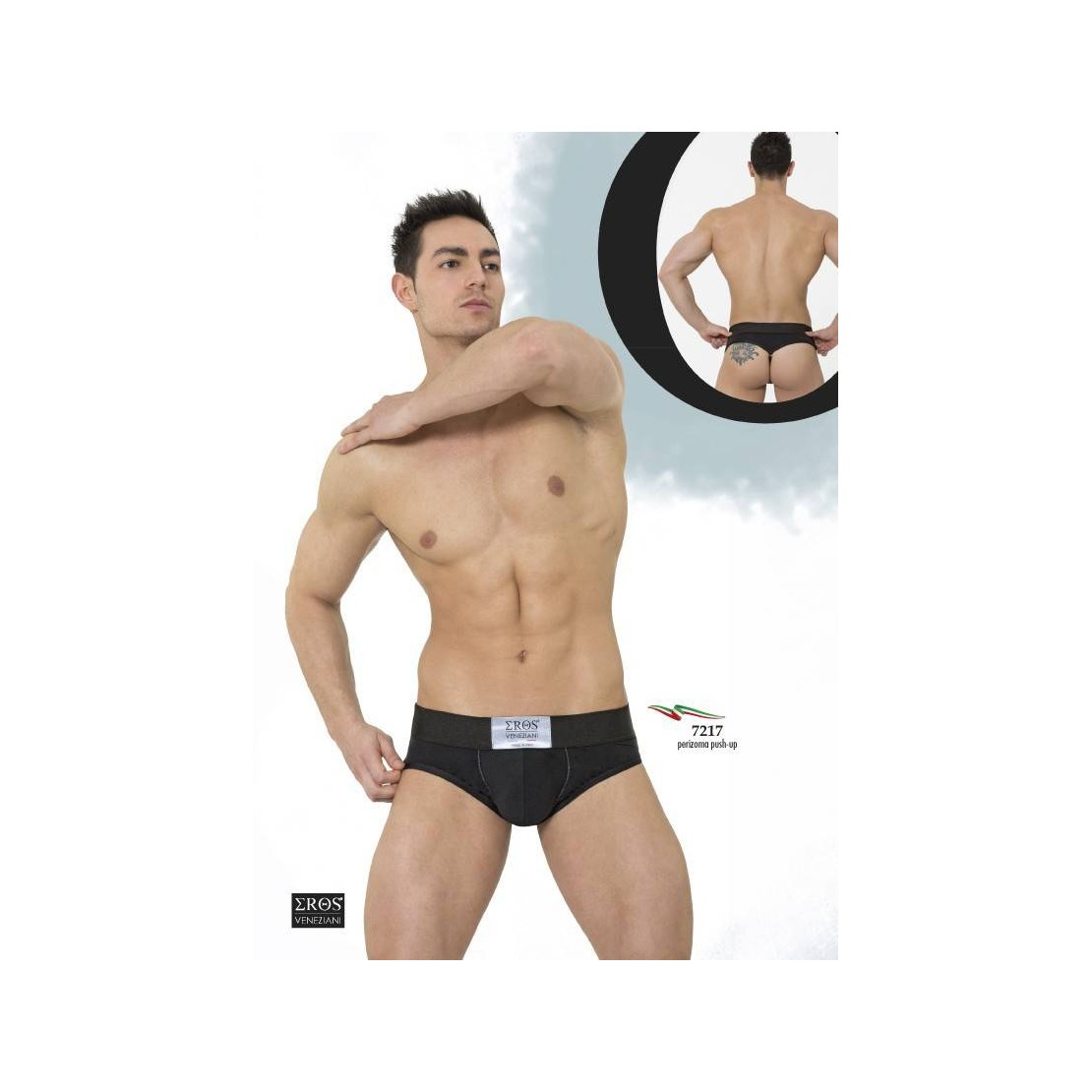 BRASIALIANA INTIMO PER UOMO NERA ELASTICIZZATA EROS VENEZIANI 