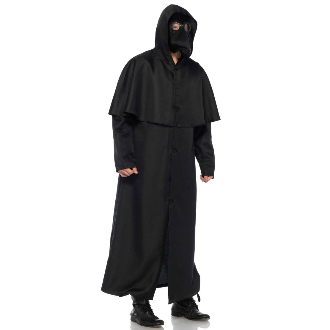 CAPPOTTO NERO CON MASCHERA DOTTORE PESTE