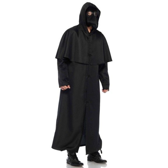 CAPPOTTO NERO CON MASCHERA DOTTORE PESTE