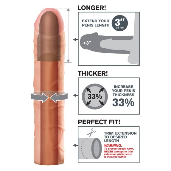 GUAINA PER ALLUNGARE E INGROSSARE IL PENE MORBIDA PERFECT 3 EXTENSION 