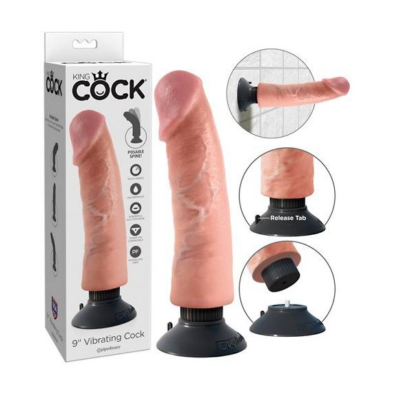 VIBRATORE KINGCOCK REALISTICO CON VENTOSA FLESSIBILE 