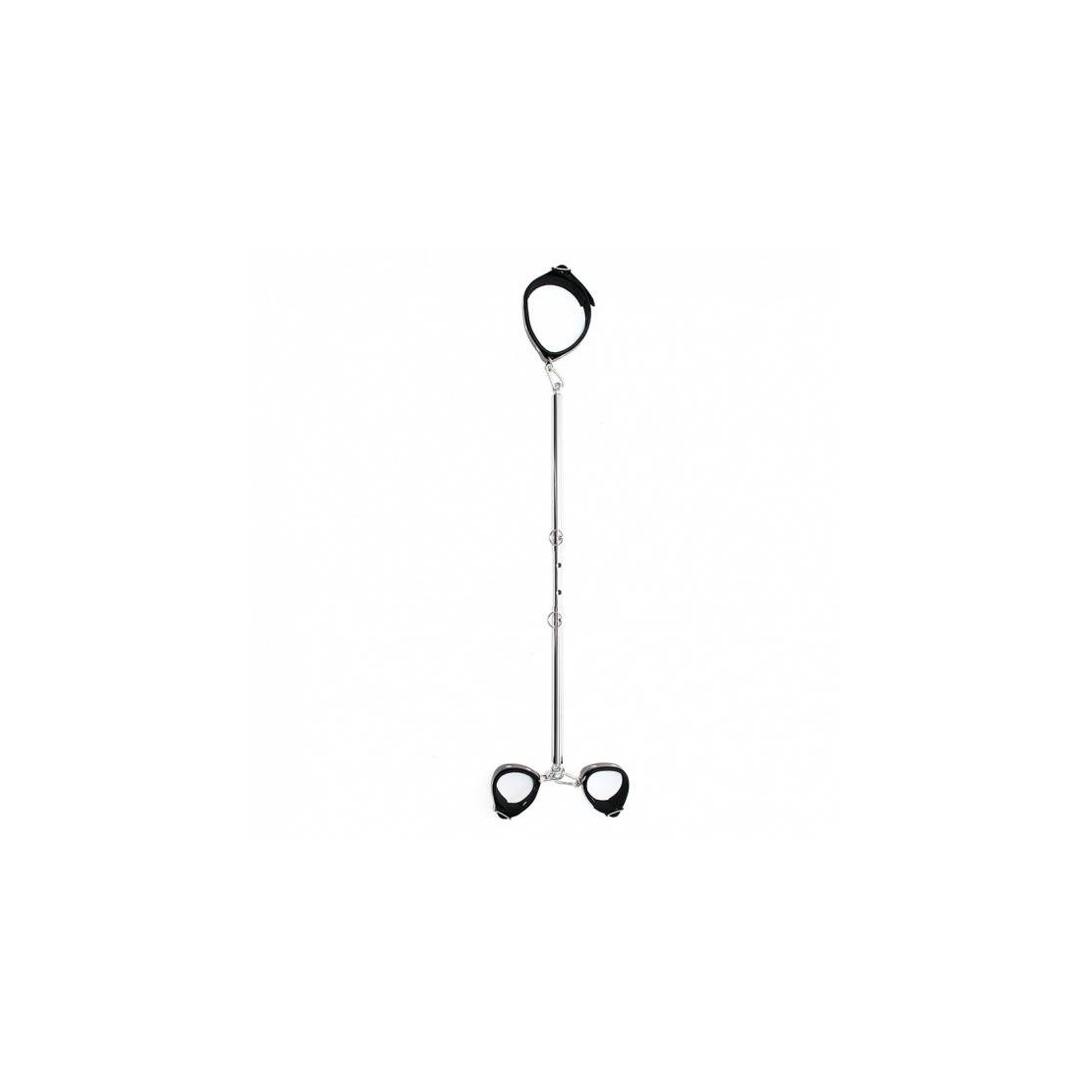 BARRA IN METALLO CON COLLARE E MANETTE IN PELLE SPREADER BAR