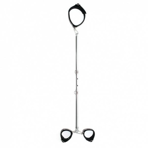 BARRA IN METALLO CON COLLARE E MANETTE IN PELLE SPREADER BAR