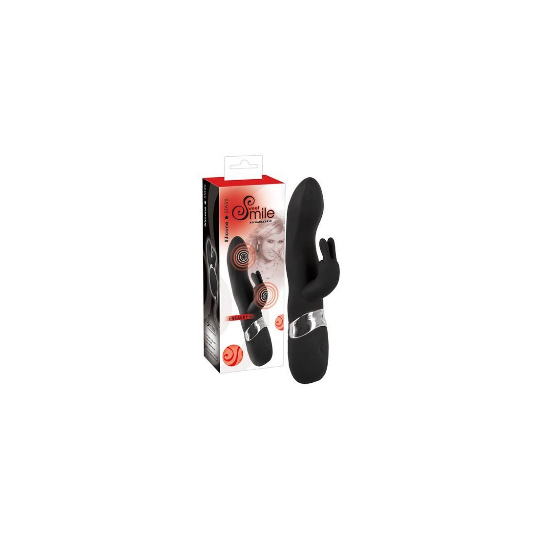 VIBRATORE RABBIT BLACKY CON CARICABATTERIE IN SILICONE 7 VIBRAZIONI 