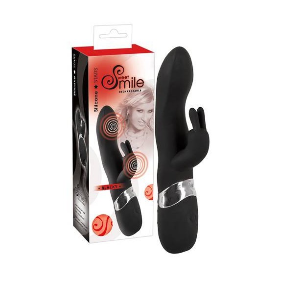 VIBRATORE RABBIT BLACKY CON CARICABATTERIE IN SILICONE 7 VIBRAZIONI 